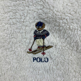 Polo Ralph Lauren Ski Bear Fleece Mens Medium White High Pile Hooded Jacket