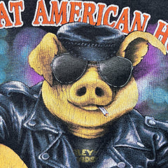 Vintage 1991 Harley Davidson Great American Hog T Shirt Mens Medium Black 3D Emblem USA