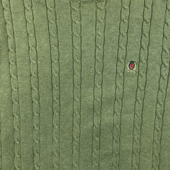 Vintage 90s Tommy Hilfiger Sweatshirt Mens Medium Green Lion Crest Knit Crewneck