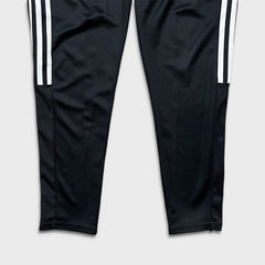 Adidas Track Pants Mens Medium Black 3 Stripe Spell Out Training Athletic Jogger
