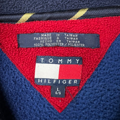 Vintage 90s Tommy Hilfiger Fleece Mens Large Blue Pullover 1/4 Zip Jacket