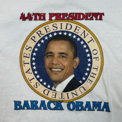 Vintage Y2K Barack Obama T Shirt Mens Large White 44th President Election Tee