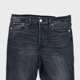 Levi's Wedgie Straight Jeans Womens 31x26 Black Distressed High Rise Wash Denim Pants