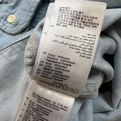 Sandro Paris Oxford Denim Shirt Mens XS Blue Casual Light Wash Button Up