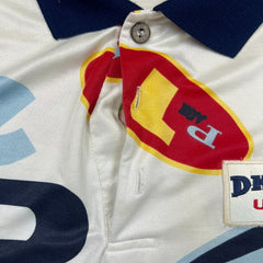 Vintage 90s DKNY Donna Karan Polo Shirt Mens 2XL White USA AOP Graphic