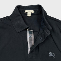 Burberry Brit Polo Shirt Mens XS Black Nova Check Tartan Preppy Tee