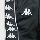 Kappa Track Pants Mens Medium Black Side Tape Athletic Taper Leg Gym Jogger