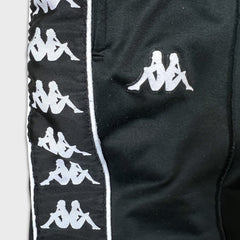 Kappa Track Pants Mens Medium Black Side Tape Athletic Taper Leg Gym Jogger