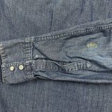Levi's Barstow Western Denim Shirt Mens Medium Blue Dark Wash Stretch Pearl Snap