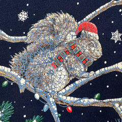 Vintage 90s Christmas Winter Sweatshirt Mens Large Blue USA Animal Pullover