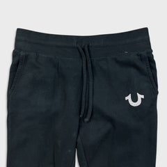 True Religion Sweatpants Mens Small Black Fleece Taper Leg Joggers