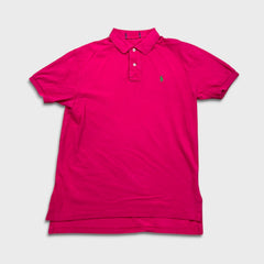 Vintage 90s Polo Ralph Lauren Shirt Mens Medium Pink Preppy Pony Casual Short Sleeve