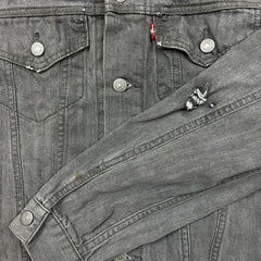 Levi's Denim Jacket Mens Medium Gray Type III Light Wash Western Trucker