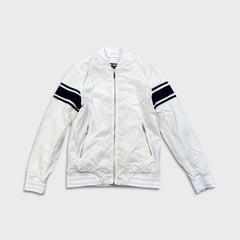Karl Lagerfeld Paris Jacket Mens Small White Lightweight Lined Windbreaker Bomber