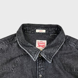 Levi's Barstow Denim Shirt Mens Large Black Dark Wash Slim Fit Western Pearl Snap