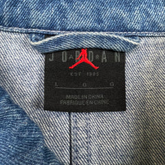 Nike Jordan Flight Heritage Denim Jacket Mens Large Blue AOP Monogram Trucker