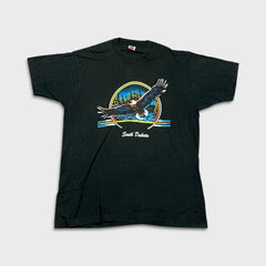 Vintage 90s South Dakota Eagle T Shirt Mens XL Black USA Animal Nature Tee
