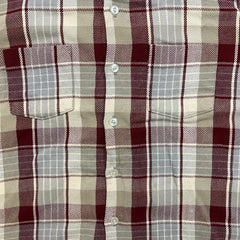 Vintage 70s Golden Key Plaid Flannel Mens XL Beige Workwear Distressed Button Up