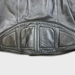 Vintage 80s Leather Ranch Motorcycle Jacket Mens Large Black Padded Biker Moto