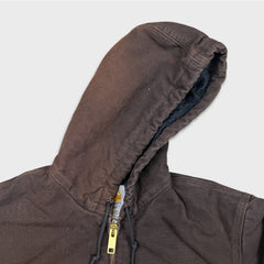Carhartt Jacket Mens Small Brown J130 Duck Canvas Quilted Lined Faded Workwear