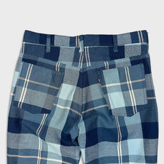 Vintage 70s Levi’s Sta-Prest Pants Mens 32x29 Blue Plaid Flare Leg Trousers