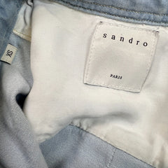 Sandro Paris Oxford Denim Shirt Mens XS Blue Casual Light Wash Button Up