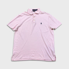 Polo Ralph Lauren Shirt Mens Large Pink Pima Soft Touch Pony Stripe Short Sleeve