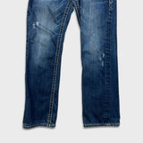 Rock Revival Jeans Mens 34x32 Blue Kurt Straight Leg Medium Wash Distressed Pants