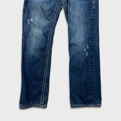 Rock Revival Jeans Mens 34x32 Blue Kurt Straight Leg Medium Wash Distressed Pants