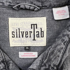 Levi’s Silvertab Denim Shirt Mens XL Black Oversized Acid Wash Button Up Western