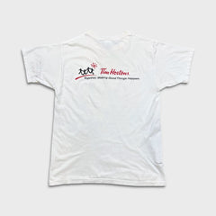 Vintage Y2K Tim Hortons T Shirt Mens Large White Family Bicycle Ride For Charity Tee