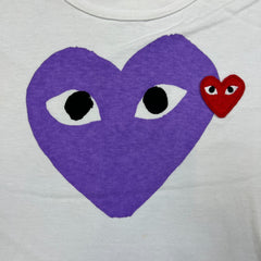 Comme des Garcons Play T Shirt Mens Small White CDG Play Purple Heart Tee