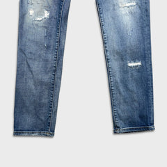 Vintage Y2K Ed Hardy Jeans Mens 34x32 Blue Slim Straight Distressed Dagger Denim Pants