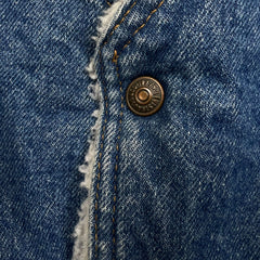 Vintage 80s Levi's Vest Jacket Mens Medium Blue Orange Tab Sherpa Lined Western Denim