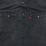 Levi's Denim Shirt Mens Medium Black Dark Wash Casual Western Pearl Snap