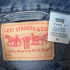 Levi's Denim Jacket Mens XL Blue Iconic Type I Light Wash Trucker Western