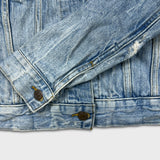 Levi's Denim Jacket Womens 2XS Blue Type III Light Wash Distressed Jean Trucker