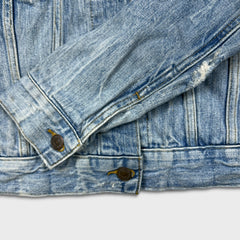 Levi's Denim Jacket Womens 2XS Blue Type III Light Wash Distressed Jean Trucker