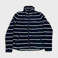 Nautica Fleece Mens XS Blue Full Zip Nature Outdoor Striped Jacket
