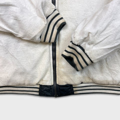 Vintage 90s Adidas Jacket Mens Large Gray Reversible 3 Stripe Heavy Coat