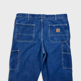 Carhartt Jeans Mens 36x32 Blue Original Dungaree Fit Workwear Baggy Denim Pants