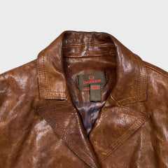 Vintage Y2K Danier Leather Blazer Jacket Womens XS Brown Paisley Bemberg Lined Coat