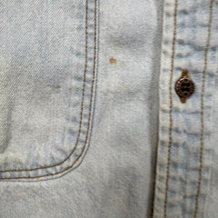 Vintage 90s Levi's Denim Shirt Mens Medium Blue Faded Light Wash Button Up
