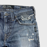 Silver Jeans Co. Eddie Mens 30x32 Blue Relaxed Fit Slim Straight Distressed Denim Pants