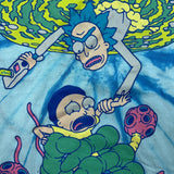 2022 Rick and Morty T Shirt Mens Medium Blue Tie-Dye Cartoon Graphic Tee