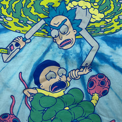 2022 Rick and Morty T Shirt Mens Medium Blue Tie-Dye Cartoon Graphic Tee
