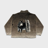 Vintage 90s Northern Elements Wolf Fleece Mens XL Brown 1/4 Zip Deep Pile Animal Nature Jacket