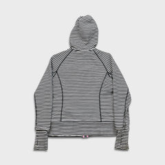 Lululemon Scuba Hoodie Womens Size 10 White Full Zip Striped Hooded Sweater