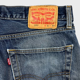 Levi's 505 Jeans Mens 34x30 Blue Regular Fit Straight Leg Distress Dark Wash Pants