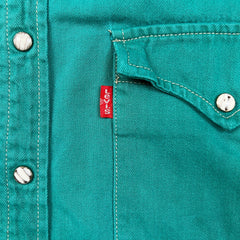 Vintage 90s Levi's Denim Shirt Mens Large Blue Casual Western Pearl Snap